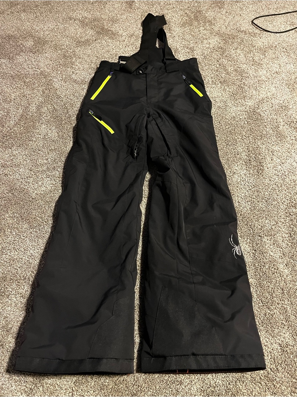 Spyder Boys Propulsion Ski Snow Pants Bibs Black Size 16y Euc